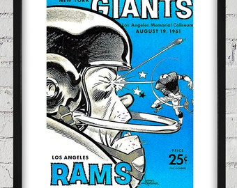 1961 Vintage New York Giants - Los Angeles Rams Football Program Cover - Digital Reproduction