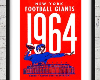 1964 Vintage New York Giants Media Guide Cover - Digital Reproduction