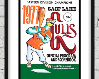 1977 Vintage Salt Lake Gulls Baseball Program Cover - Digital Reproduction