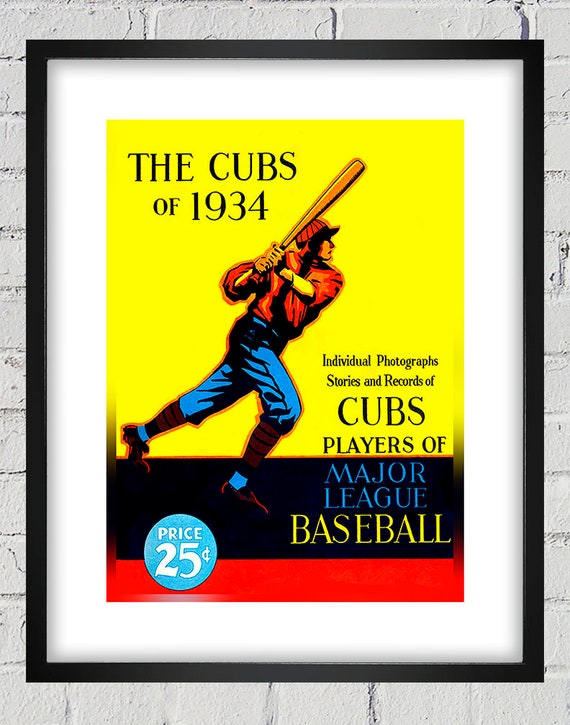 1934 Vintage Chicago Cubs Baseball Yearbook Cover - Digital Reproduction