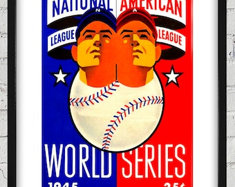 1945 Vintage National League - American League Baseball World Series Program Cover - Digital Reproduction