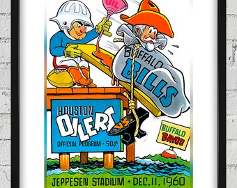 1960 Vintage Houston Oilers - Buffalo Bills Football Program Cover - Digital Reproduction