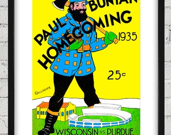 1935 Vintage Wisconsin Badgers - Purdue Boilermakers Football Program Cover - Digital Reproduction