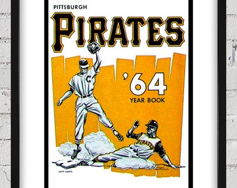 1964 Vintage Pittsburgh Pirates Baseball Yearbook Cover - Digital Reproduction