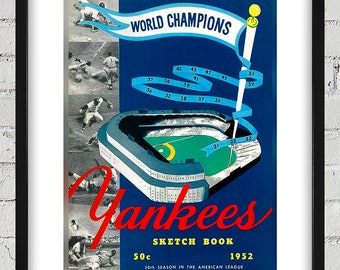1952 Vintage New York Yankees Sketch Book Cover - Digital Reproduction