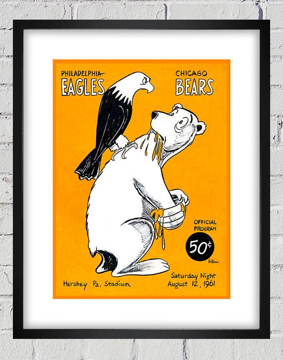 1961 Vintage Chicago Bears - Philadelphia Eagles Football Program Cover - Digital Reproduction