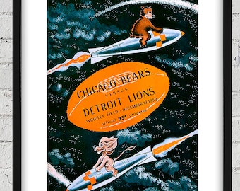 1959 Vintage Detroit Lions - Chicago Bears Football Program Cover - Digital Reproduction