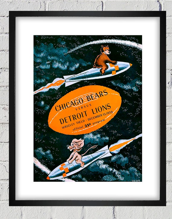 1959 Vintage Detroit Lions - Chicago Bears Football Program Cover - Digital Reproduction