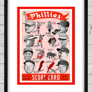 1941 Vintage Philadelphia Phillies Baseball Scorecard Cover - Digital Reproduction