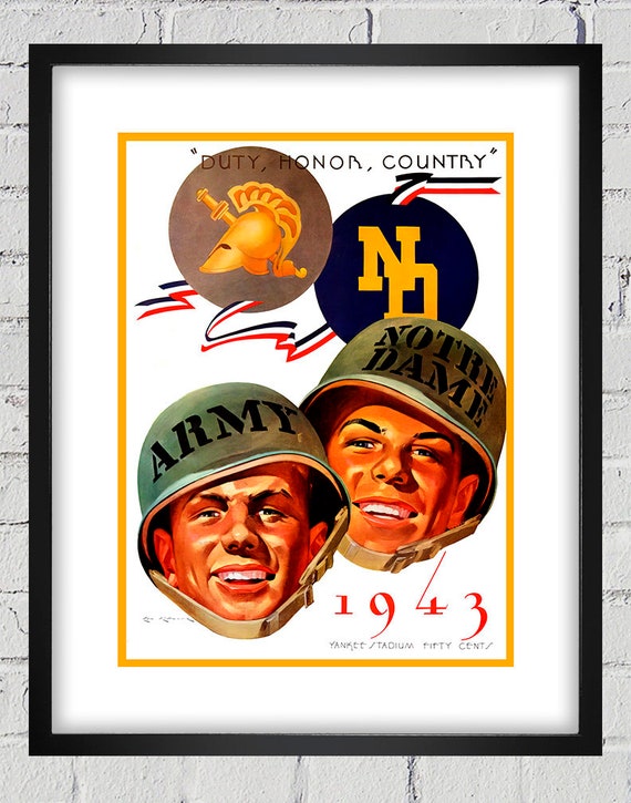 1943 Vintage Army - Notre Dame Football Program Cover - Digital Reproduction