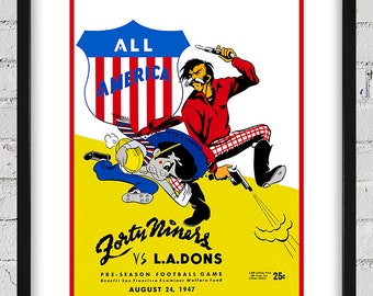 1947 Vintage Los Angeles Dons - San Francisco 49ers Football Pre-Season Program Cover - Digital Reproduction