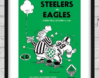 1956 Vintage  Philadelphia Eagles - Pittsburgh Steelers Football Program Cover - Digital Reproduction