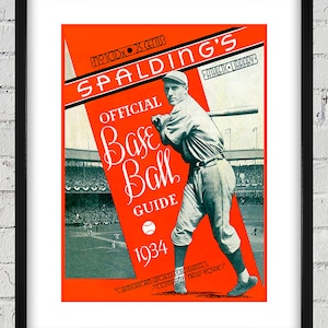 1934 Vintage Spalding&#39;s Baseball Guide Cover - Digital Reproduction