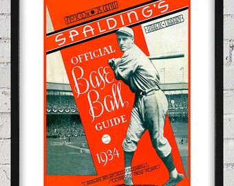 1934 Vintage Spalding's Baseball Guide Cover - Digital Reproduction