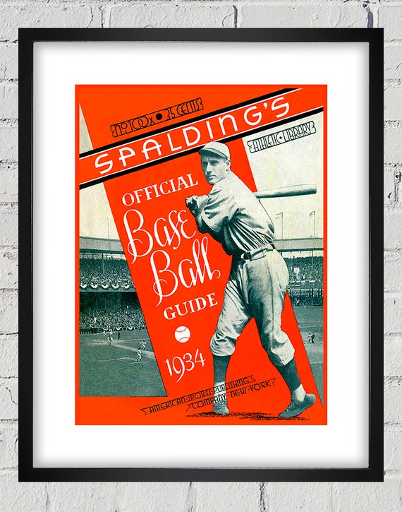 1934 Vintage Spalding's Baseball Guide Cover - Digital Reproduction