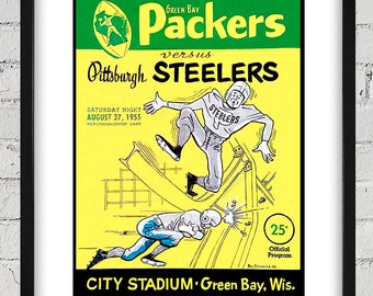 1955 Vintage Pittsburgh Steelers - Green Bay Packers Football Program Cover - Digital Reproduction