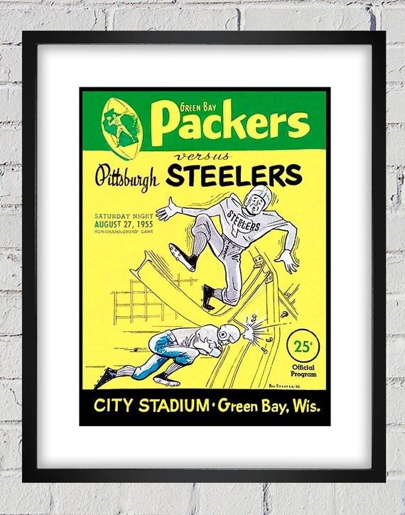 1955 Vintage Pittsburgh Steelers - Green Bay Packers Football Program Cover - Digital Reproduction