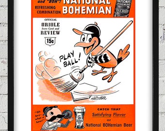 1955 Vintage Baltimore Orioles Scorebook Cover - Digital Reproduction