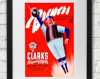 1944 Vintage Milwaukee Brewers Program Cover - Digital Reproduction
