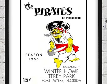 1956 Vintage Pittsburgh Pirates Spring Training Program Cover - Digital Reproduction
