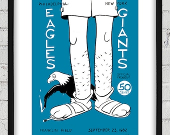 1962 Vintage New York Giants - Philadelphia Eagles Football Program Cover - Digital Reproduction