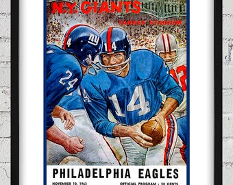 1963 Vintage Philadelphia Eagles - New York Giants Football Program Cover - Digital Reproduction