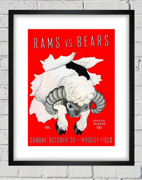 1944 Vintage Cleveland Rams - Chicago Bears Football Program Cover - Digital Reproduction