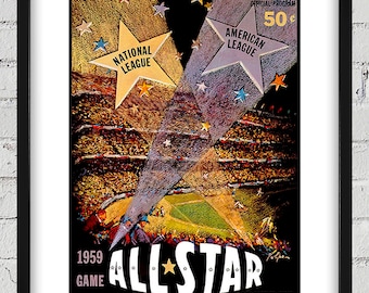 1959 Vintage All-Star Baseball Game Program Cover - Los Angeles Memorial Coliseum - Digital Reproduction