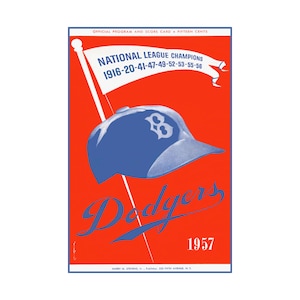 1957 Vintage Brooklyn Dodgers Scorecard Cover - Final Season - Digital Reproduction