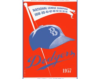 1957 Vintage Brooklyn Dodgers Scorecard Cover - Final Season - Digital Reproduction
