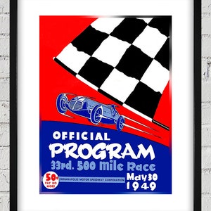 1949 Vintage Indianapolis 500 Racing Program Cover - Digital Reproduction