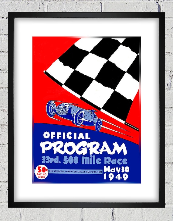 1949 Vintage Indianapolis 500 Racing Program Cover - Digital Reproduction