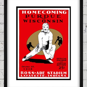 1928 Vintage Wisconsin Badgers - Purdue Boilermakers Football Program Cover - Digitale reproductie