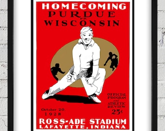 1928 Vintage Wisconsin Badgers - Purdue Boilermakers Football Program Cover - Digital Reproduction