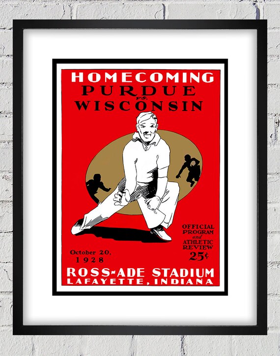 1928 Vintage Wisconsin Badgers - Purdue Boilermakers Football Program Cover - Digital Reproduction