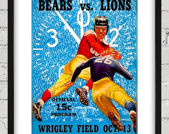 1940 Vintage Chicago Bears - Detroit Lions Football Program Cover - Digital Reproduction