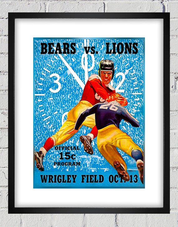 1940 Vintage Chicago Bears - Detroit Lions Football Program Cover - Digital Reproduction