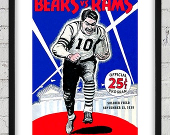 1939 Vintage Cleveland Rams - Chicago Bears Football Program Cover - Digital Reproduction