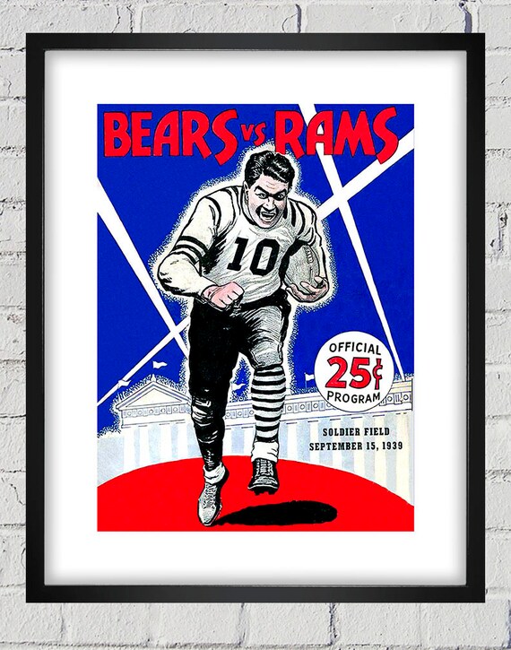 1939 Vintage Cleveland Rams - Chicago Bears Football Program Cover - Digital Reproduction