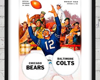 1958 Vintage Baltimore Colts - Chicago Bears Football Program Cover - Digital Reproduction
