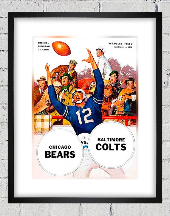 1958 Vintage Baltimore Colts - Chicago Bears Football Program Cover - Digital Reproduction