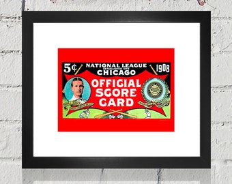 1908 Vintage Chicago Cubs Scorecard Cover - World Champions  - Digital Reproduction