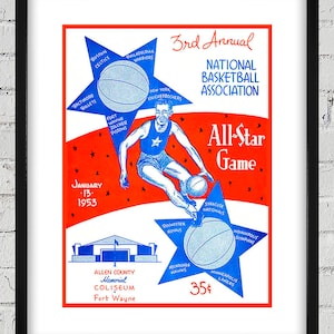 1953 Vintage All-Star Game Basketball Program Cover - Digital Reproduction