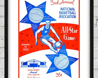 1953 Vintage All-Star Game Basketball Program Cover - Digital Reproduction