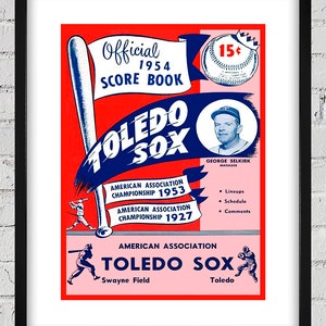 1954 Vintage Toledo Sox Baseball Program Cover - American Association - Digital Reproduction