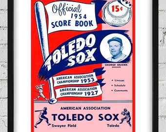 1954 Vintage Toledo Sox Baseball Program Cover - American Association - Digital Reproduction
