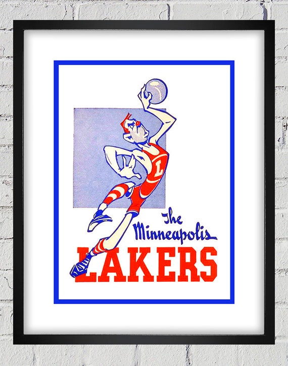 1947- 1948 Vintage Minneapolis Lakers Basketball Press Guide Cover - Digital Reproduction
