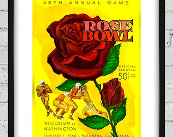 1960 Vintage Rose Bowl - Washington Huskies - Wisconsin Badgers Football Program Cover - Digital Reproduction