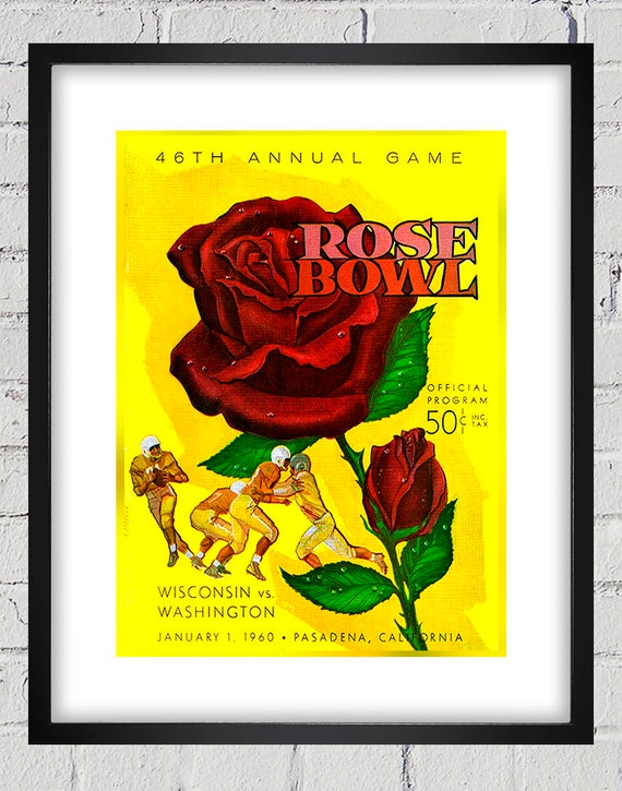 1960 Vintage Rose Bowl - Washington Huskies - Wisconsin Badgers Football Program Cover - Digital Reproduction