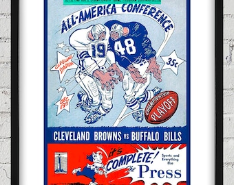 1948 Vintage Buffalo Bills - Cleveland Browns Playoff Football Program Cover - Digital Reproduction
